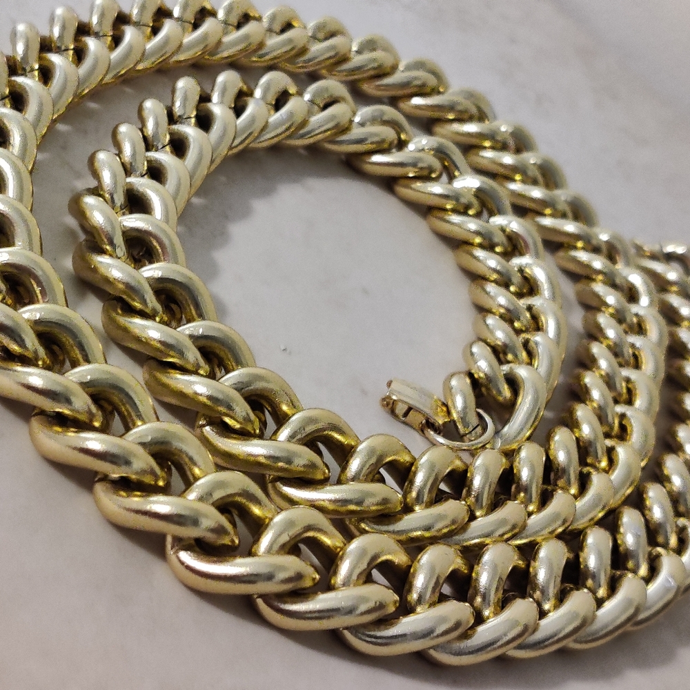 Vintage Massive Long Curb Link Chain Necklace Unisex